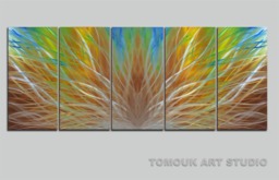 Large Metal Wall Art Sculpture Modern Abstract Panels - thumbnail 1