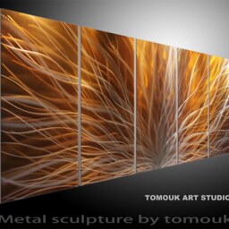 Large Metal Wall Art Sculpture Modern Abstract Panels - thumbnail 2