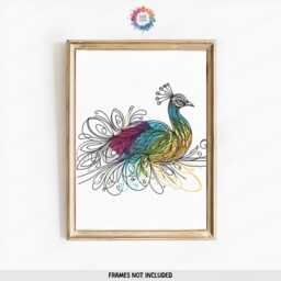 Peacock Line Art Print Set - Of 3 Posters - Minimalist Drawing Bird Artwork Wall Colourful Modern Style Gift - thumbnail 3