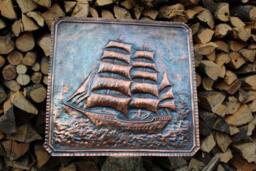 Copper Wall Decor, Ship At Sea , Decorative Panel Of Italian Craftsmanship For Home Furnishings - thumbnail 1