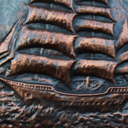 Copper Wall Decor, Ship At Sea , Decorative Panel Of Italian Craftsmanship For Home Furnishings - thumbnail 3