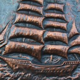 Copper Wall Decor, Ship At Sea , Decorative Panel Of Italian Craftsmanship For Home Furnishings - thumbnail 2