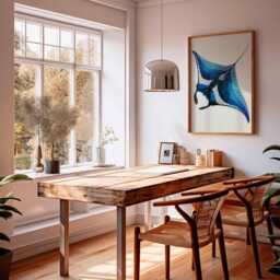 Blue Manta Ray Poster Ocean Wall Art Marine Life Print Coastal Decor Beach House Artwork Tropical Sea Animal Illustration - thumbnail 2