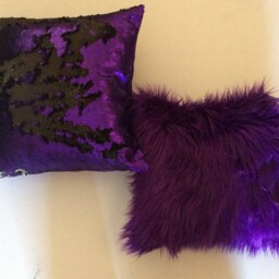 Faux Fur Pillow Cover, Purple Faux Fur Purple Pillow, Throw Decorative - thumbnail 3