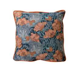 Liberty Clementina Late 80S, Art Nouveau Design, Red, Grey & Black Cotton Cushion Cover, Throw Pillow Homeware Decor - thumbnail 1