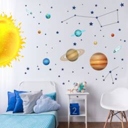133 Wall Decals Solar System Planets - in 6 Sizes Decor Mural Stickers Earth Mars Moon Saturn Starry Sky - thumbnail 2