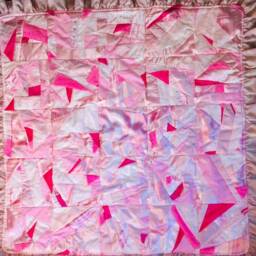 Satin Pink & Hot Baby Girl Quilt /Baby Blanket/Lace Bows Crazy - thumbnail 3