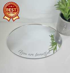 Oval Acrylic Mirror Wall Art Personalized Engraving, Shatterproof - thumbnail 1