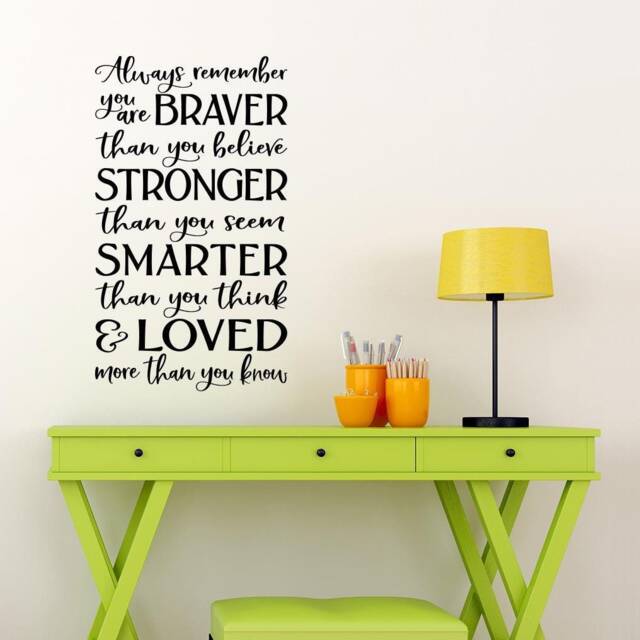 Inspirational Quote Vinyl Wall Decal Braver, Stronger, Smarter - image 1