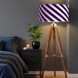 Handmade By Order Plum Purple White Diagonal Strips Lining Print On Velvet Drum Lamp Shade Pendant Light All Shapes & Sizes - thumbnail 2