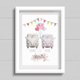 Anniversary Or Wedding Campervan Gift, Gift For Boyfriend, Girlfriend, Finance, Husband, Wife Partner. Personalised Print - thumbnail 1