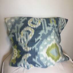 Kiribati Ikat Print in Linen, Aquamarine Or Coral-Listing Is For One Pillow - thumbnail 2