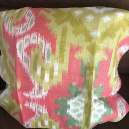 Kiribati Ikat Print in Linen, Aquamarine Or Coral-Listing Is For One Pillow - thumbnail 3