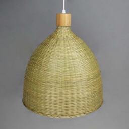 Natural Bamboo Bell Pendant Light - Woven Lamp Shade - thumbnail 3