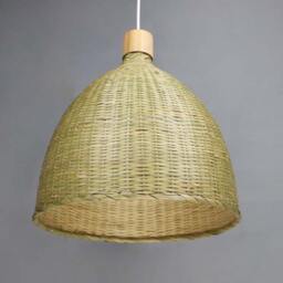 Natural Bamboo Bell Pendant Light - Woven Lamp Shade - thumbnail 2