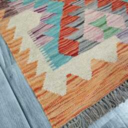 Classic Runner Rug, Handmade Artisan Afghan Turkish Scandinavian Navajo Bohemian Wool Flatweave Multicolour Kilim Rug 201x60 cm - thumbnail 2