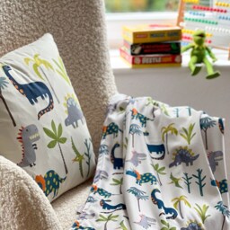 Celina Digby Cuddly Cosy & Soft Children's Fleece Blanket Toddlers, Pram Cot Bed Dinosaur Dino Days Cream Available in 2 Sizes - thumbnail 2