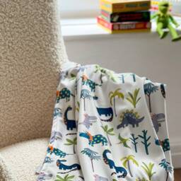 Celina Digby Cuddly Cosy & Soft Children's Fleece Blanket Toddlers, Pram Cot Bed Dinosaur Dino Days Cream Available in 2 Sizes - thumbnail 4