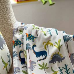 Celina Digby Cuddly Cosy & Soft Children's Fleece Blanket Toddlers, Pram Cot Bed Dinosaur Dino Days Cream Available in 2 Sizes - thumbnail 3