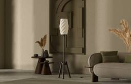 Floor Lamp, Modern Lighting, 3D Print Lighting, Minimalist Lamp, Dining Wood, Mid Century Modern, Home Decor, Special Design, Twist