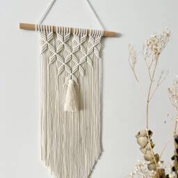 Big Macrame Wall Hanging For Beautiful House, Boho Interior Decor, Above Couch Tapestry, Small Gift Woman, Unique Geometric Pattern - thumbnail 2