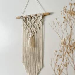 Big Macrame Wall Hanging For Beautiful House, Boho Interior Decor, Above Couch Tapestry, Small Gift Woman, Unique Geometric Pattern - thumbnail 3