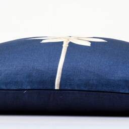 Sanderson Floral Pillow Cover, White Flower On Navy, Designer Throw - thumbnail 3