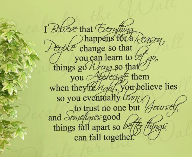 Everything Happens Reason Inspirational Motivational Destiny Fate Adhesive Vinyl Decor Art Quote Decal Wall Decoration Lettering Sticker J75 - image 1