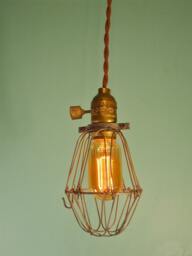 Vintage Antique Industrial Cage Light - Machine Age Minimalist Bare Bulb Pendant Lamp Lighting