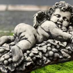 Sleeping Baby Angel Figurine Stone Statue Concrete Memorial Children Sculpture Guardian Home Ornament Front Door Decor Easter Gift - thumbnail 3