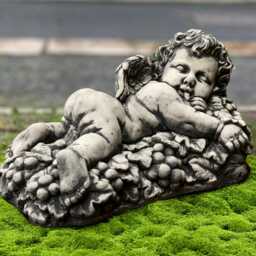 Sleeping Baby Angel Figurine Stone Statue Concrete Memorial Children Sculpture Guardian Home Ornament Front Door Decor Easter Gift - thumbnail 4