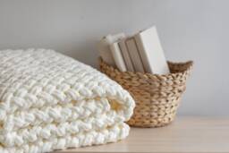 Family Blanket, Unique Home Decor, Handmade Plaid, Chunky Cover, Soft Plush Cream White Puff Blankets - thumbnail 1