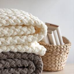 Family Blanket, Unique Mom Home Decor, Handmade Plaid, Chunky Soft Plush Cover - thumbnail 3