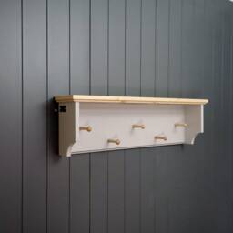 Coat Rack Shelf Wall Hat & Wood Peg Board Hall Kitchen Bathroom Or Bedroom Display Shelves - thumbnail 3