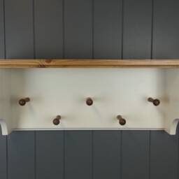 Coat Rack Shelf Wall Hat & Wood Peg Board Hall Kitchen Bathroom Or Bedroom Display Shelves - thumbnail 2