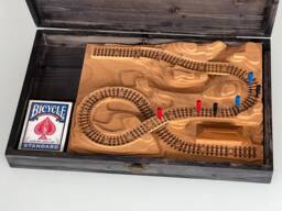 Alder 3D Railroad Cribbage Board Gift Set - Antique Case