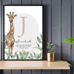 Newborn Safari - Baby Weight Personalised Print Nursery Custom Decor Gift Bespoke A5 A4 A3 Framed - thumbnail 3