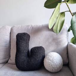 Bouble Alphabet Pillow, Personalized Custom Letter, White Kids Initial K Letter Cushion, Nursery Decor, Monogram Decorative Pillows - thumbnail 4
