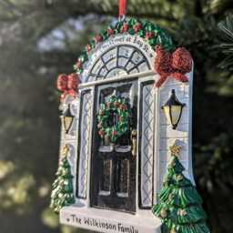 Personalised Black Front Door Christmas Tree Decoration Hanging Ornament First 1st Xmas in Our New Home House Bauble Neighbour Family Gift - thumbnail 2