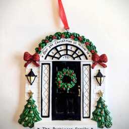 Personalised Black Front Door Christmas Tree Decoration Hanging Ornament First 1st Xmas in Our New Home House Bauble Neighbour Family Gift - thumbnail 3