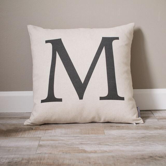 Monogram Linen Pillow - Rustic Home Decor, Wedding Gift - image 1