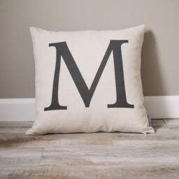 Monogram Linen Pillow - Rustic Home Decor, Wedding Gift - thumbnail 1