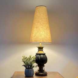 Natural Linen Cone Lampshade Extra Tall Beige Lamp Shade - thumbnail 1