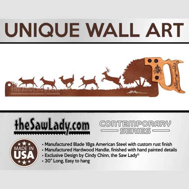Deer Herd Running - Metal Saw Wall Art Gift For Nature Lovers Rustic Wildlife Decor - image 1