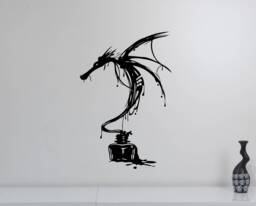 Inky Dragon Wall Decal Vinyl Sticker Ancient Mythical Animal Fantasy Monster Art Home Room Bedroom Medieval Decor Gift Poster Dn1 - thumbnail 1