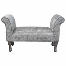 Silver Crushed Velvet Small Window Seat - Bed End Bench Handmade in Britain - thumbnail 2