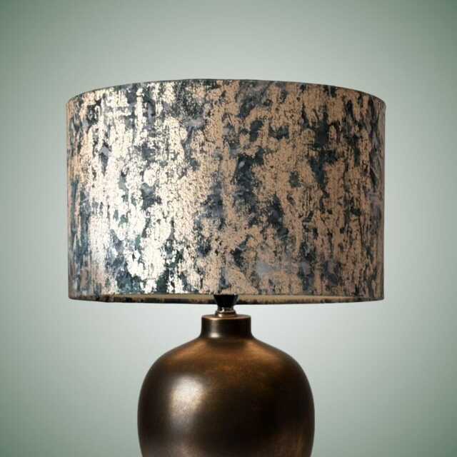Clarke & Dipinto Velvet Drum Lampshade - Gold & Teal - image 1