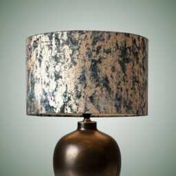 Clarke & Dipinto Velvet Drum Lampshade - Gold & Teal - thumbnail 1