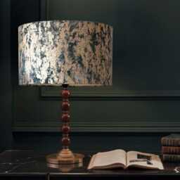 Clarke & Dipinto Velvet Drum Lampshade - Gold & Teal - thumbnail 2