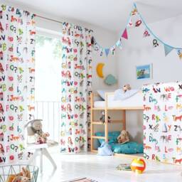 A B C Fabric Tissu Children's Enfant Children Gardisette By The Meter Room /Jab - thumbnail 1
